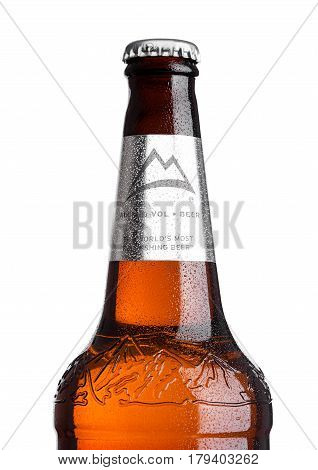 London,uk - March 30, 2017 : Bottle Of Coors Light Beer On White. Coors Operates A Brewery In Golden