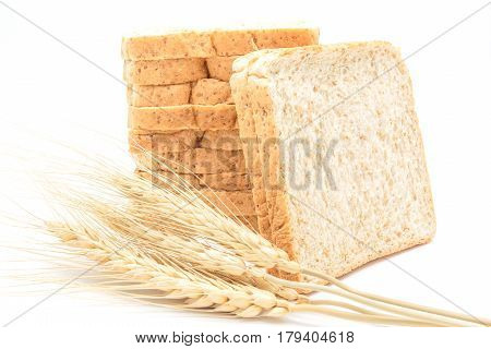 Sliced wholemeal bread isolated on a white background