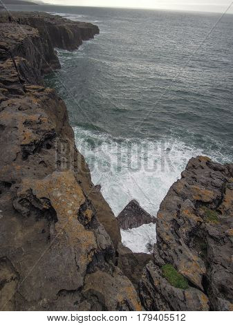 the rough sea at the irish coast
