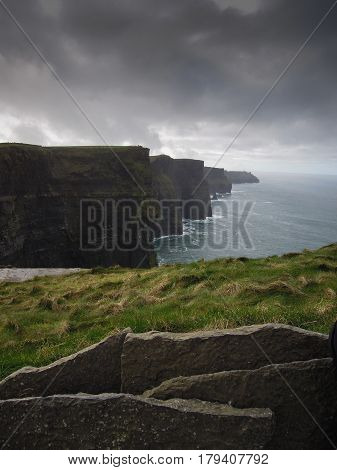 the rough sea at the irish coast
