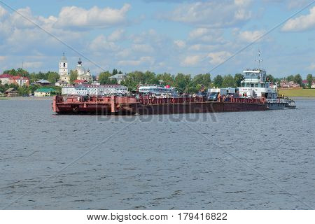 MYSHKIN, RUSSIA - JULY 13, 2016: Tugboat 
