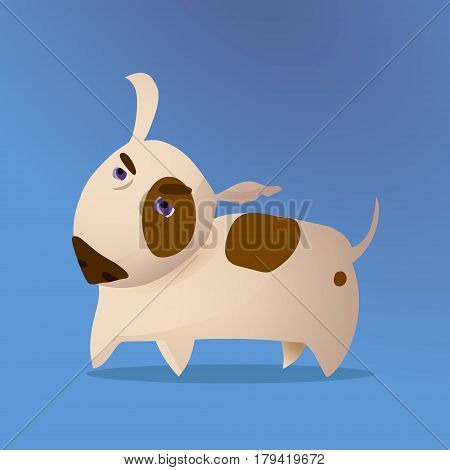 Cartoon Vector Illustration of Funny Purebred Bull Terrier Dog