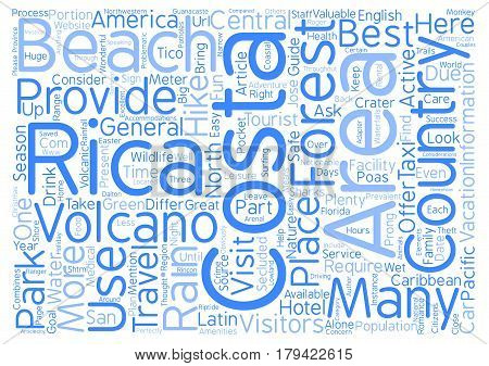 Costa Rica Visitors Guide text background word cloud concept
