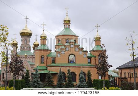  Beautiful Orthodox Church Holosiivska Pustyn on the territory of the monastery one of the most beautiful places in Kiev the capital of Ukraine.