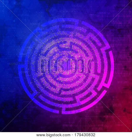 Technology Background Design with round maze. Vector illustration.