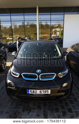 Prague, Czech Republic - March 31: Bmw I3 Car Company Logo In Front Of Dealership Building On March