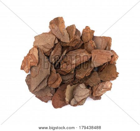 Heap Of Pine Tree Bark Chip Isolated