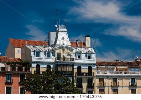 Plaza de Oriente in summer in madrid Spain