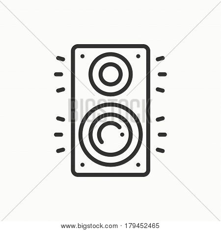 Music column audio speakers icon. Stereo music sound system cinema column. Line party element icon. Vector linear design. Illustration. Symbols, sign