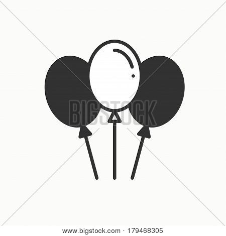 Balloon, air balloon icon. Party celebration, birthday, holidays, event, carnival festive. Thin line party element icon. Vector simple linear design. Illustration Symbols