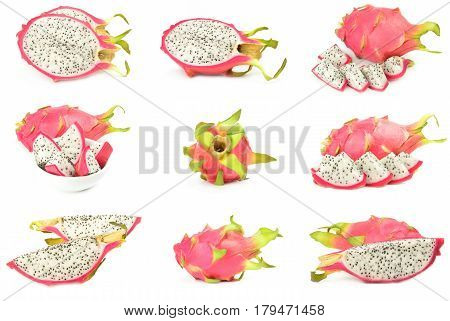 Group of hylocereus on a white background