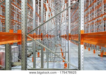 A big modern factory warehouse, inside warehouse