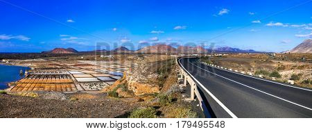 Landmarks of Lanzarote - Salinas de Janubio, main salt production of Canary islands