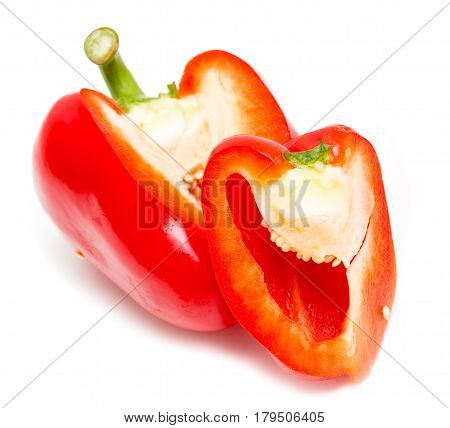 Juicy red paprika on a white background .