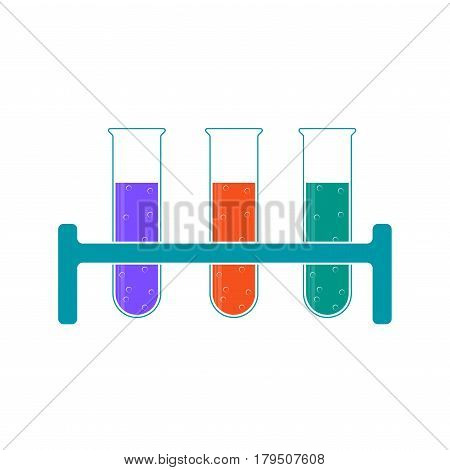 Сhemistry icon. Liquid in laboratory test tubes. Vector illustration.