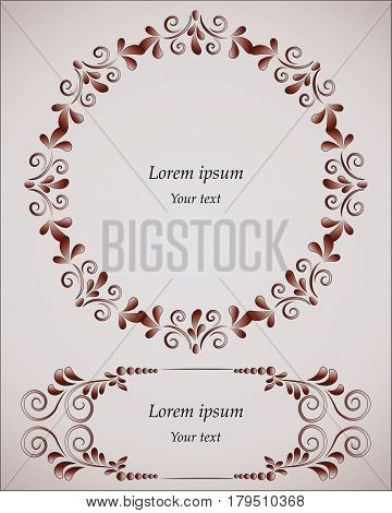 Decorative round frame. Vintage. Floral elements for design monograms, invitations, frames, menus, and shortcuts. Graphic website design, cafes, boutiques, hotels, wedding invitations. Ornate frame.