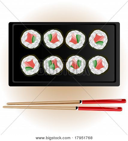 sushi a hůlky