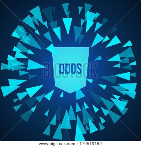Hacker DDoS attack protection. Flat style. computer safety