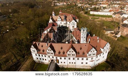 The Castle Glauchau in Germany aerial view historical