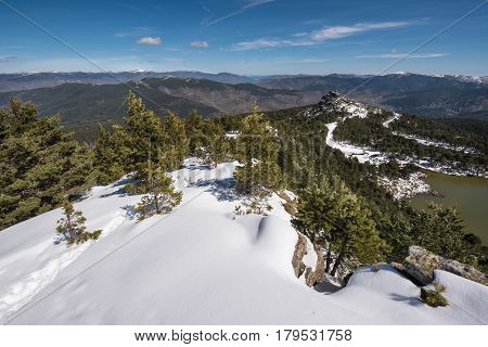 Winter Landscape Of Neila Lagoons Park In Burgos Demanda Mountain Range Castilla Y Leon Spain.