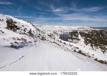 Winter Landscape Of Neila Lagoons Park In Burgos Demanda Mountain Range Castilla Y Leon Spain.