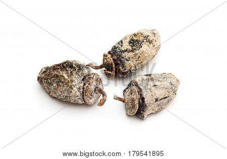 Dried persimmon fruits on white  background. Oriental sweets