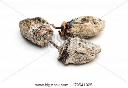 Dried persimmon fruits on white  background. Oriental sweets