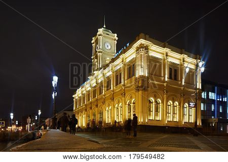 Moscow - 10 January 2017: Yaroslavsky Train Station In Moscow, Night View
