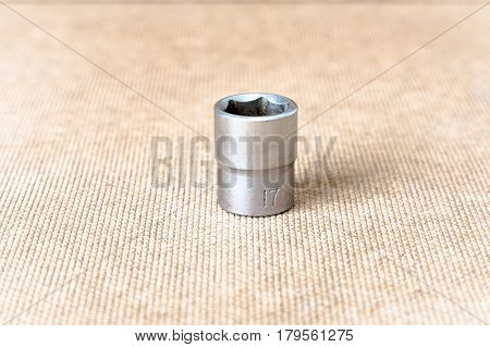 Hex head 17. Hex head for screwdriver. To tool loosening screws bolts and nuts. Picture for illustration a collage.