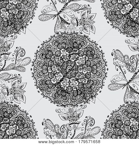 Vector doodle sketch pattern graphic illustration. Abstract geometric floral seamless background. Seamless pattern. Tribal ethnic ornate decoration lace repeating texture.