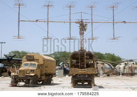 HATZERIM, ISRAEL - APRIL 26, 2016: Operation Rooster 53 Radiolocation station display in the Israeli Air Force Museum