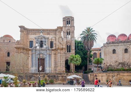 The Church Of Santa Maria Dell'ammiraglio, Commonly Called The Martorana And San Cataldo In Palermo