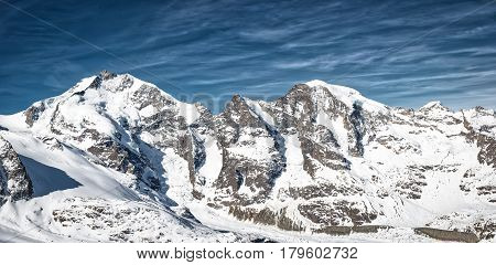 Mountain Panorama Of The Rhaetian Alps Piz Bernina And Piz Morteratsch