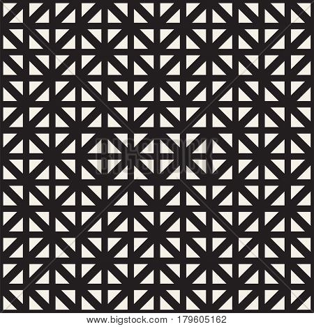Geometric Ethnic Background With Symmetric Lines Lattice. Stylish Monochrome Texture. Vector Abstract Seamless Pattern.