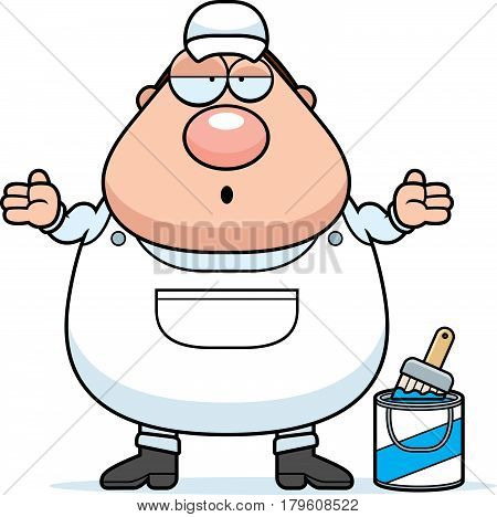 Confused Cartoon Painter