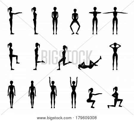 Girl Dioing Exercise on White Background Vector Illustration EPS10