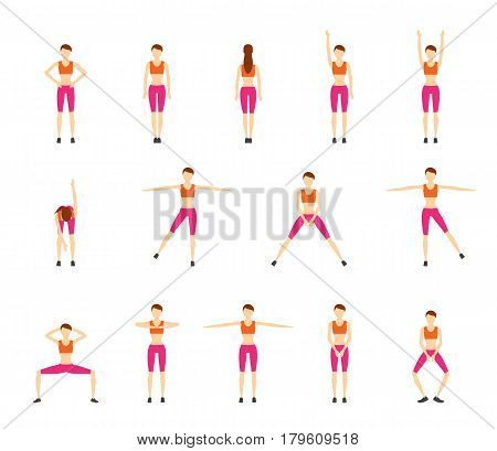 Girl Dioing Exercise on White Background Vector Illustration EPS10