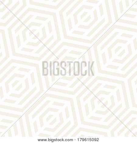 Vector Seamless Pattern. Modern Subtle Geometric Texture. Repeating Lattice Abstract Background. Linear Grid From Striped Hexagonal Elements.