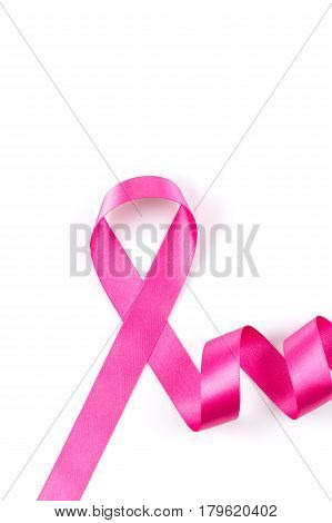 Pink ribbon over white background design element