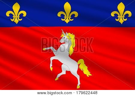 Flag of Saint-Lo is a commune in north-western France the capital of the Manche department in the region of Normandy. 3d illustration