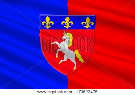 Flag of Saint-Lo is a commune in north-western France the capital of the Manche department in the region of Normandy. 3d illustration