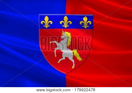 Flag of Saint-Lo is a commune in north-western France the capital of the Manche department in the region of Normandy. 3d illustration
