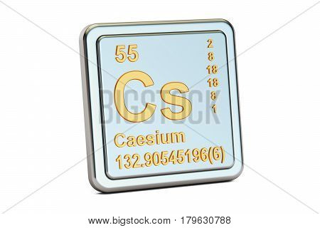 Caesium Cs chemical element sign. 3D rendering isolated on white background