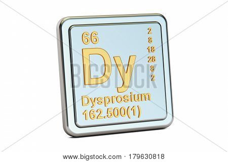 Dysprosium Dy chemical element sign. 3D rendering isolated on white background