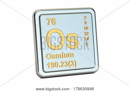 Osmium Os chemical element sign. 3D rendering isolated on white background