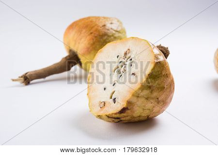 rare fruit from India names upon Lord Rama called Ramphal or Ram Phal or Ramfal or Ram fal also called as Annona reticulate or Soursop in english