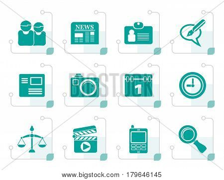 Stylized web site, computer and business icons - vector icon set