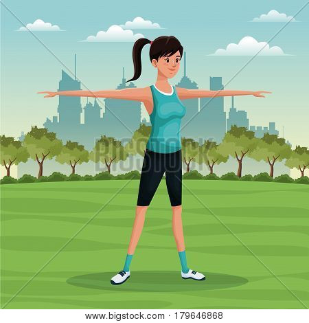 woman sport park urban image vector illustration eps 10
