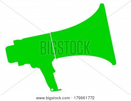A green megaphone isolated over a white background