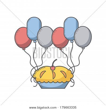 pie and balloons icon over white background. colorful design. usa independence day concept. vector illustration